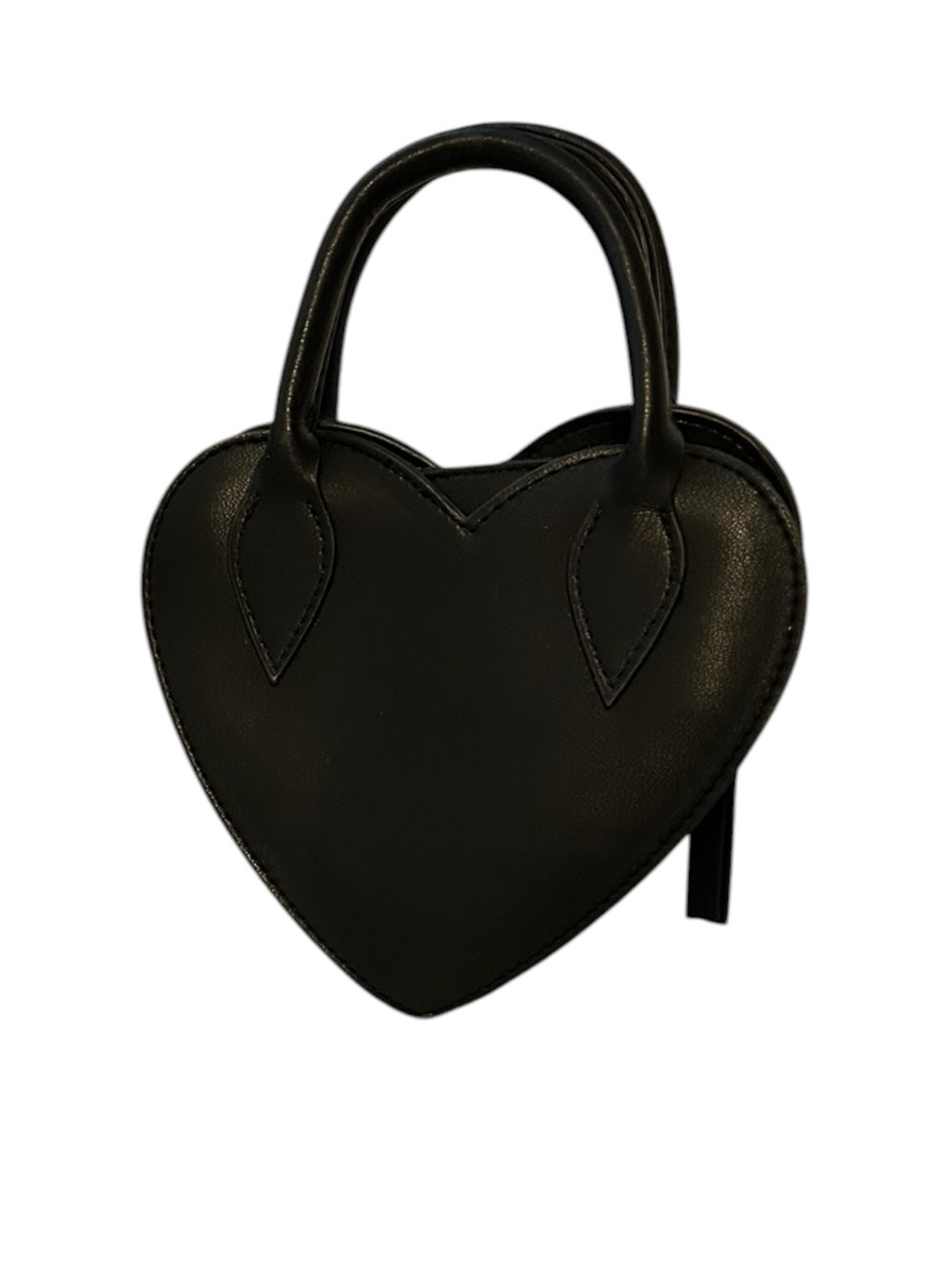 Black Faux Leather Heart-Shaped Bag